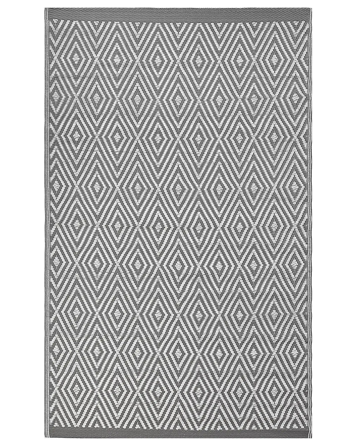 Outdoor Indoor Rug Light Grey PP 120 x 180 cm Geometric Pattern Beliani