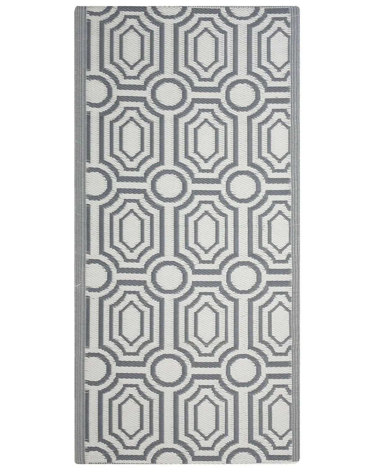 Outdoor Rug Mat Grey Synthetic 90 x 180 cm Reversible Geometric Pattern Eco Friendly Modern Beliani