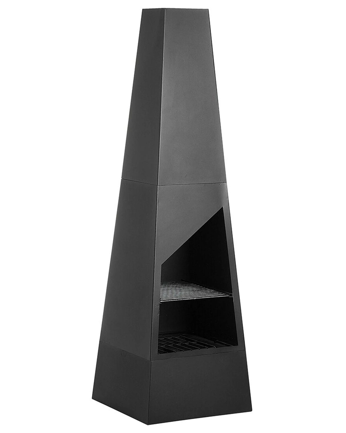 Fire Pit Heater Black Steel Chimney Outdoor Garden Beliani