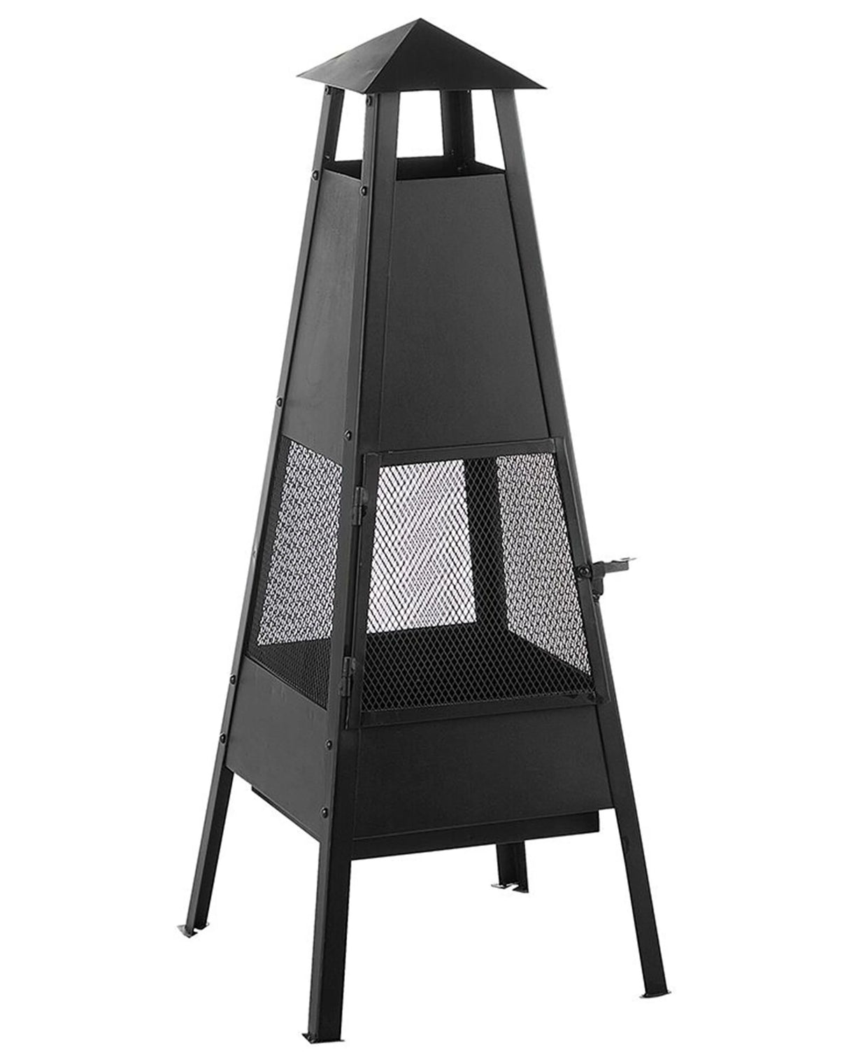 Fire Pit Heater Black Steel Chimney Outdoor Garden Beliani