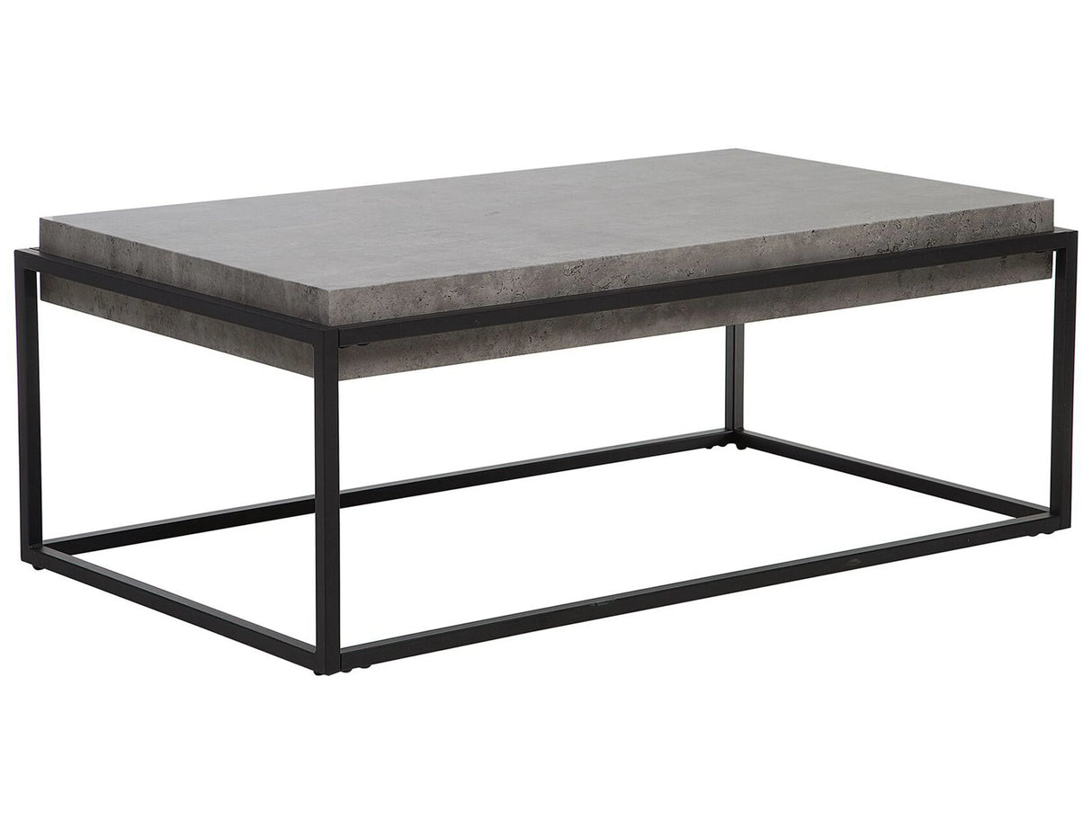 Coffee Table Grey Concrete Effect Top Black Metal Frame 115 x 64 cm Rectangular Industrial Living Room Beliani