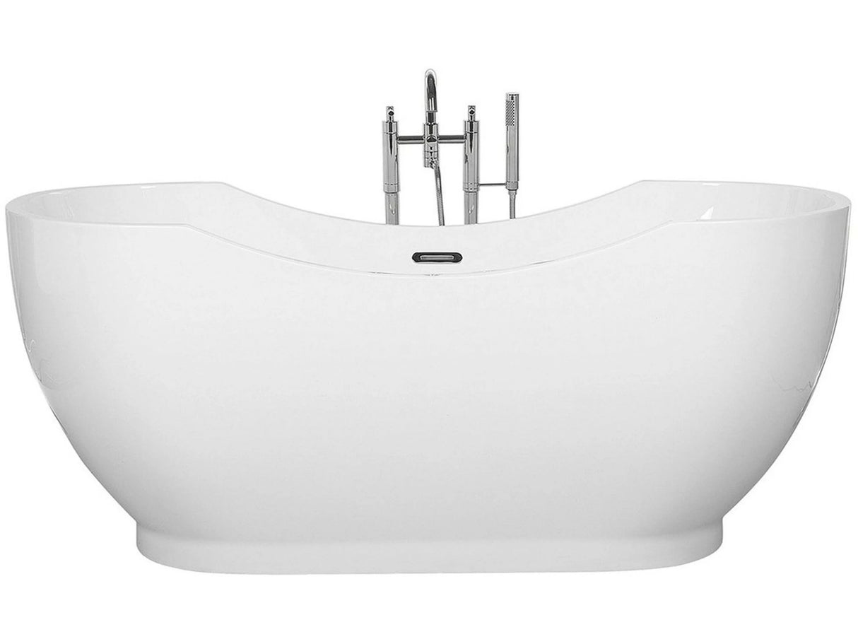 Freestanding Bath Glossy White Sanitary Acrylic Single 169 x 77 cm Oval Modern Design Beliani