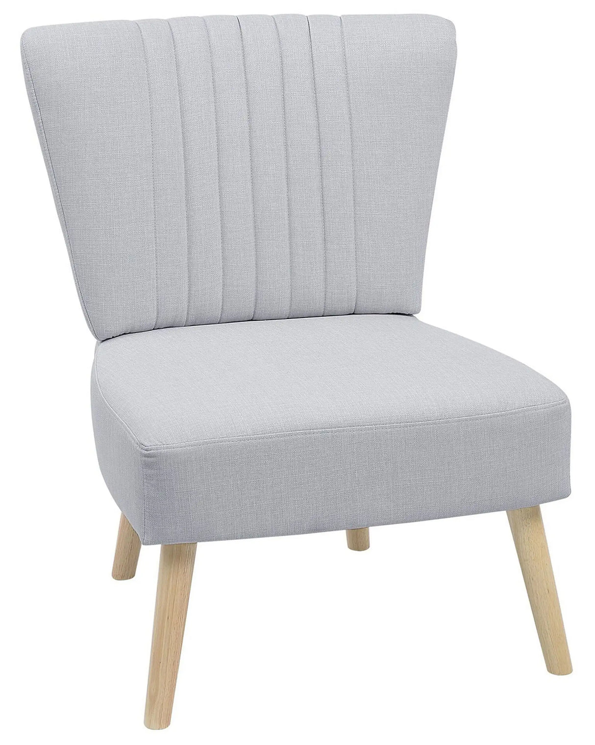 Armchair Light Grey Armless Accent Chair Armless Vertical Tufting Wooden Legs Beliani