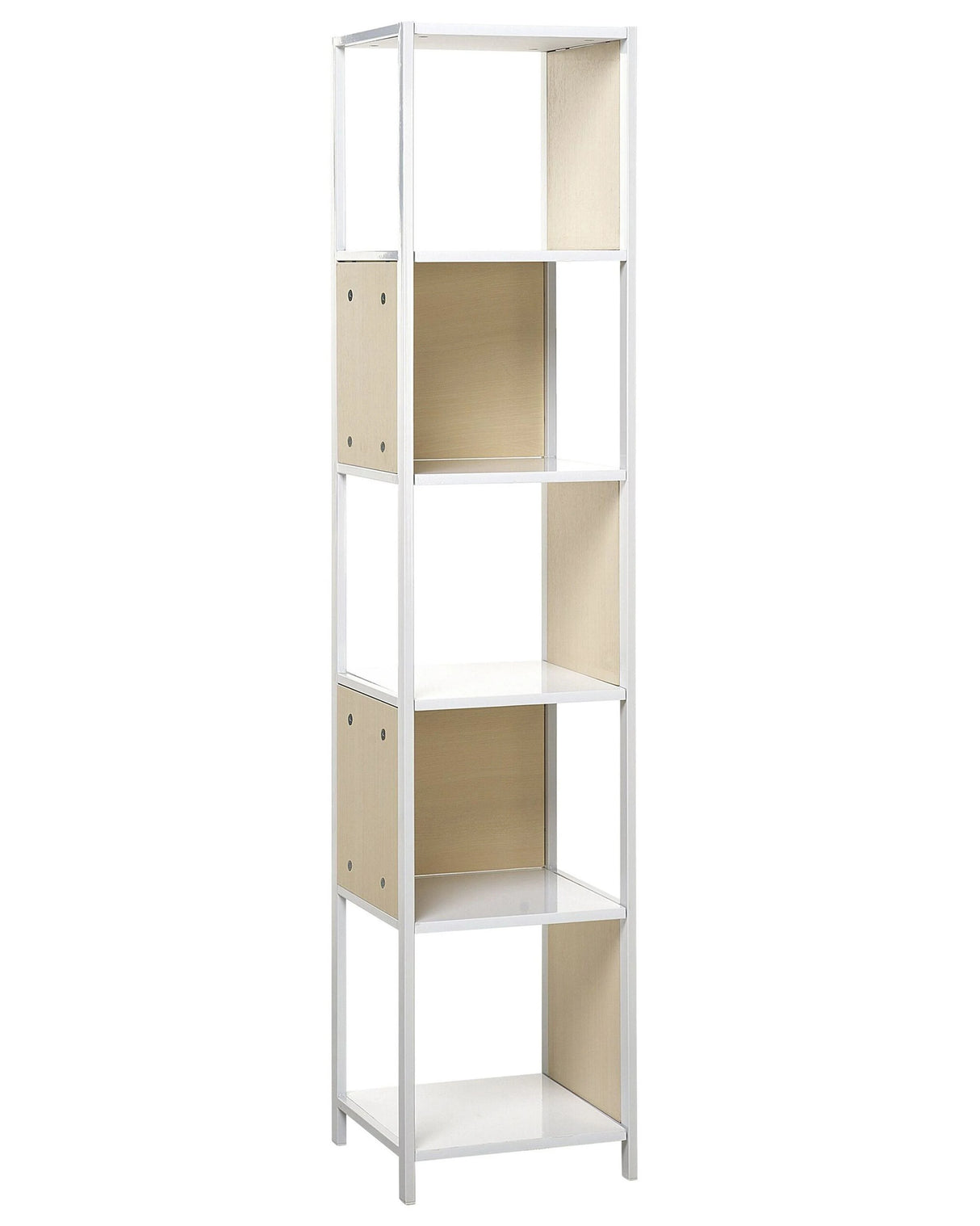 Book Case White with Light Wood 165 x 35 cm 5 Tier Shelving Unit Modern Minimalist Beliani