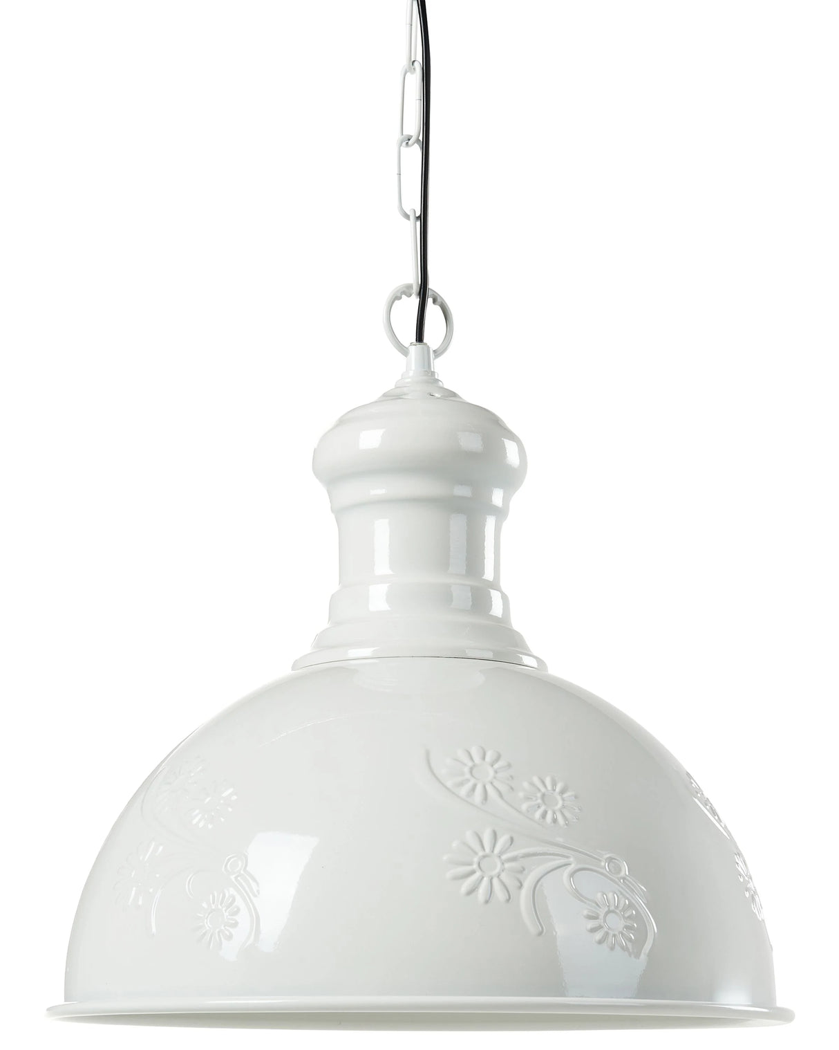 Pendant Lamp Off- White Metal Round Shape Flower Ornaments Industrial Beliani