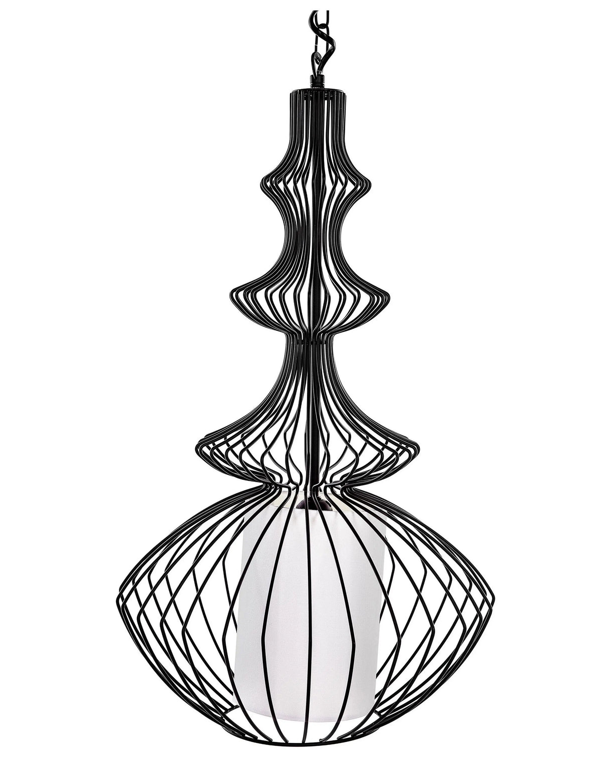 Pendant Ceiling Lamp Black Metal Open Cage Shade Industrial Glamour Beliani