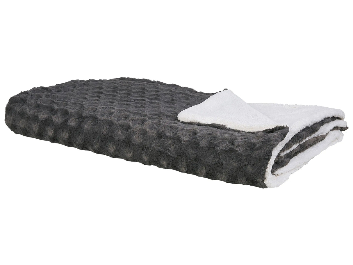 Bedspread Grey Soft Fabric 200 x 220 cm Sherpa Fleece Lining Beliani