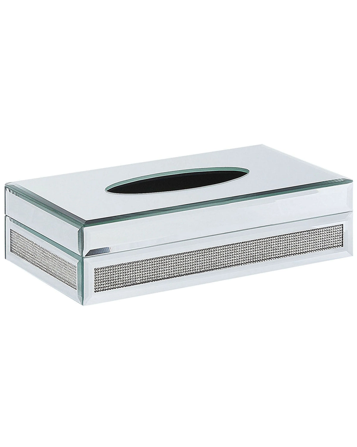 Mirrored Tissue Box Holder Silver Crystals Decorative Home Accessory Beliani