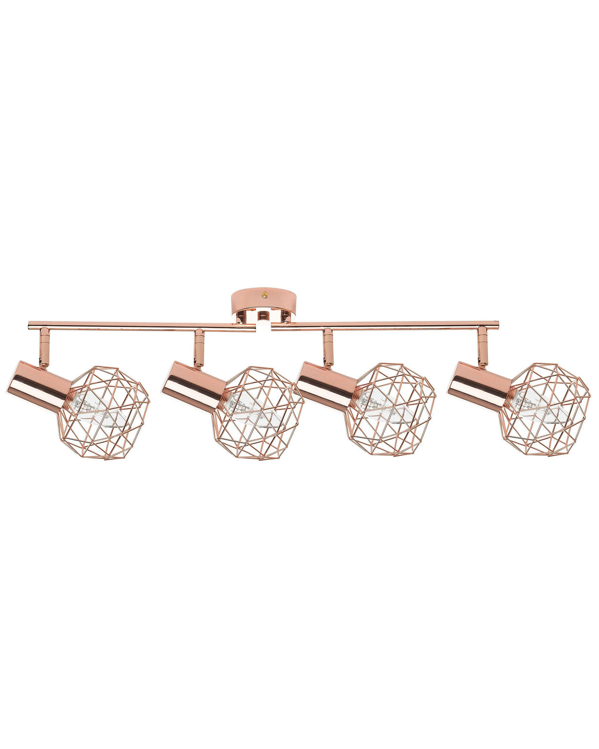 Ceiling Lamp Copper Metal 4 Light Cage Shades Adjustable Arms Modern Beliani