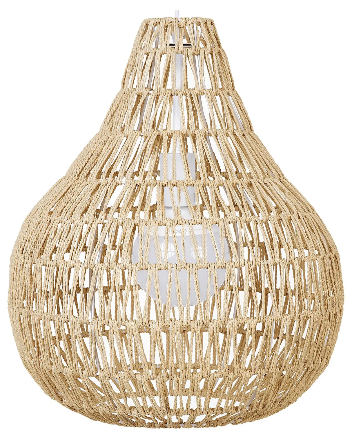 Pendant Ceiling Lamp Beige Paper Rope Plaited Shade Round Boho Beliani