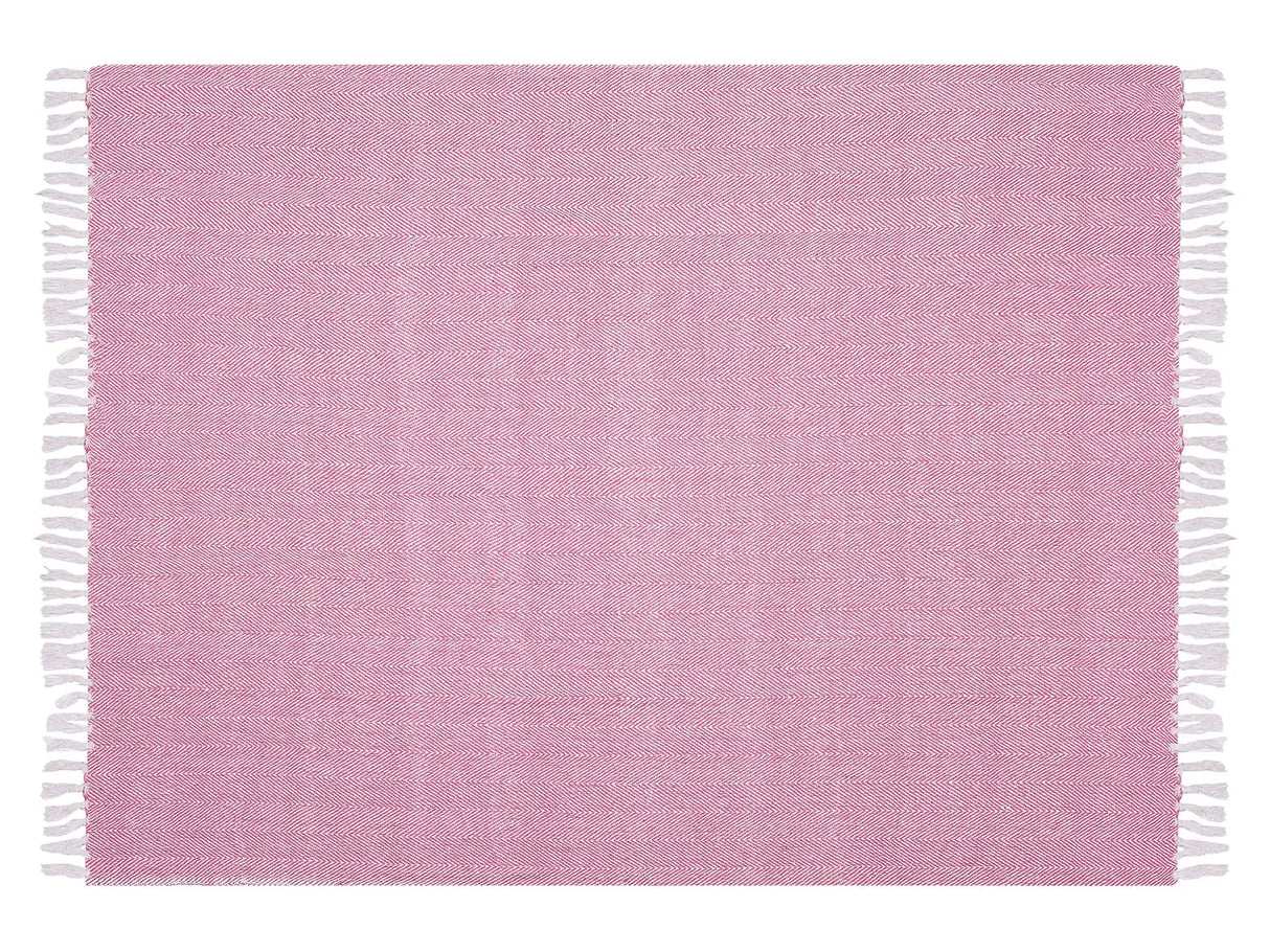 Blanket Pink Cotton 130 x 160 cm Bed Throw Boho Coastal Beliani