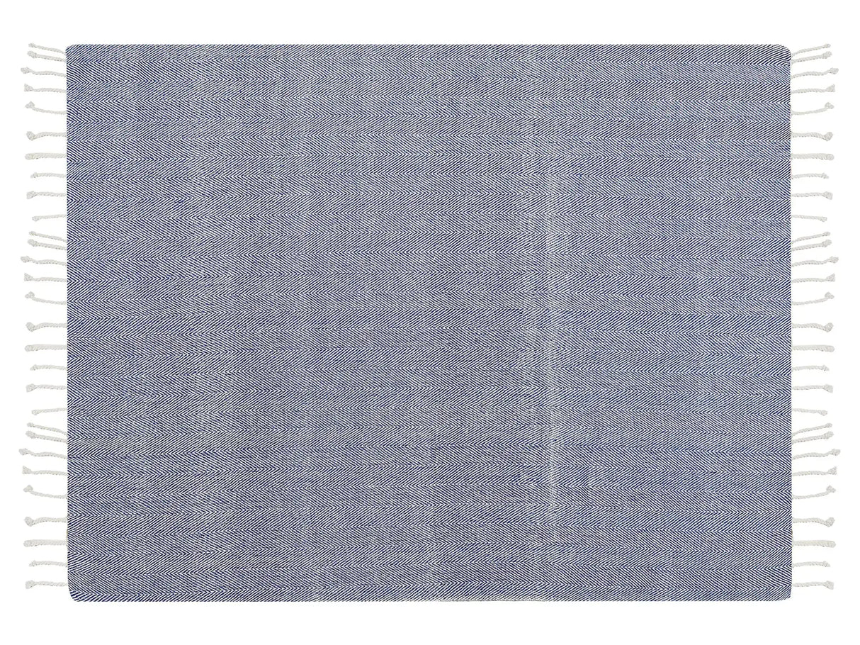 Blanket Blue Cotton 130 x 160 cm Bed Throw Boho Coastal Beliani