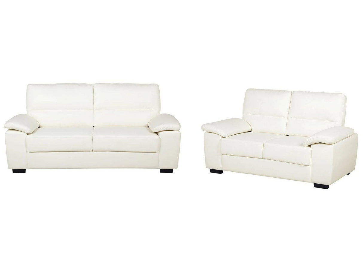 Sofa Set Off-White 3 + 2 Seater Faux Leather Living Room Beliani