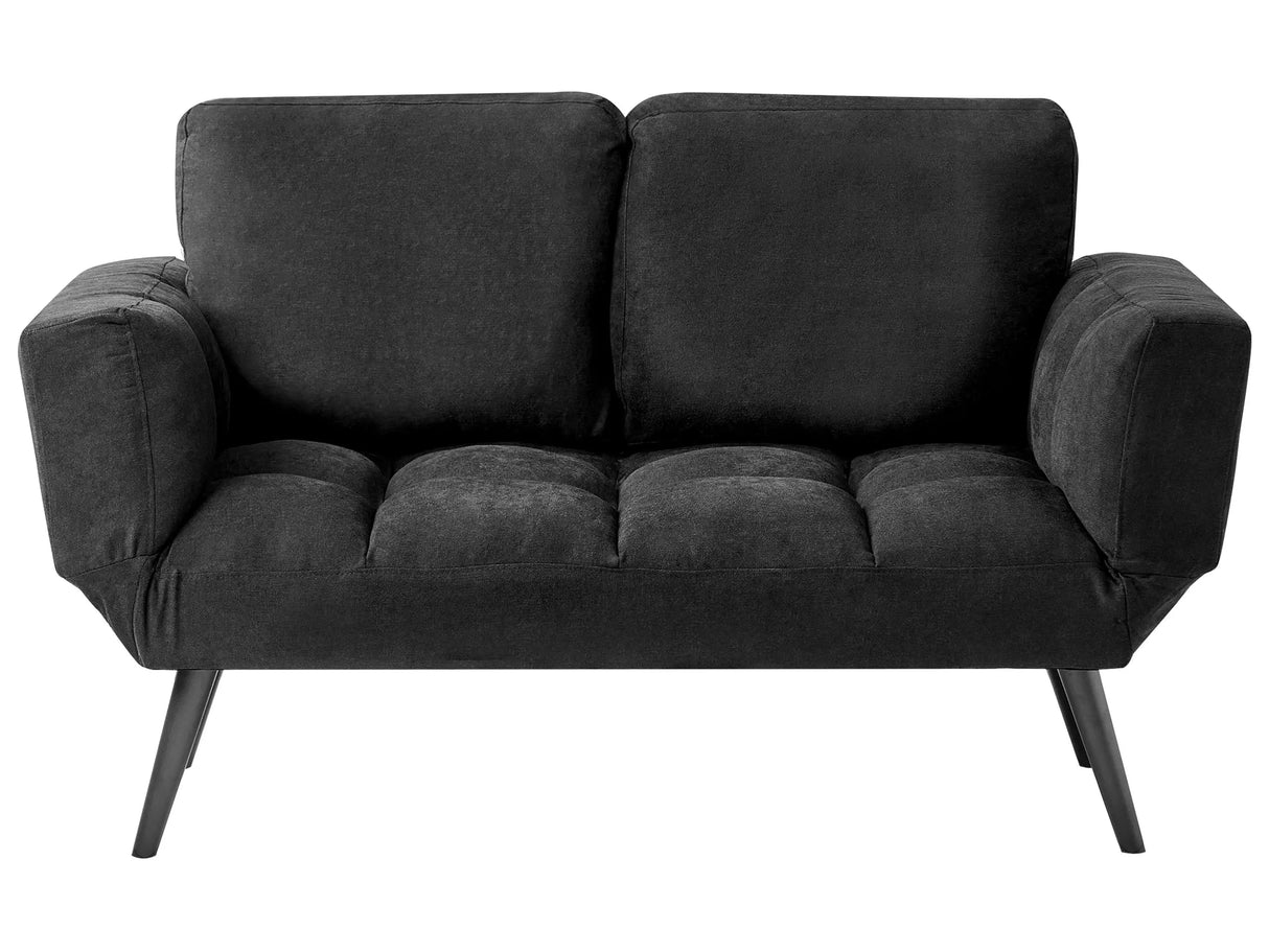 Sofa Bed Black Loveseat Adjustable Armrests Minimalist Beliani