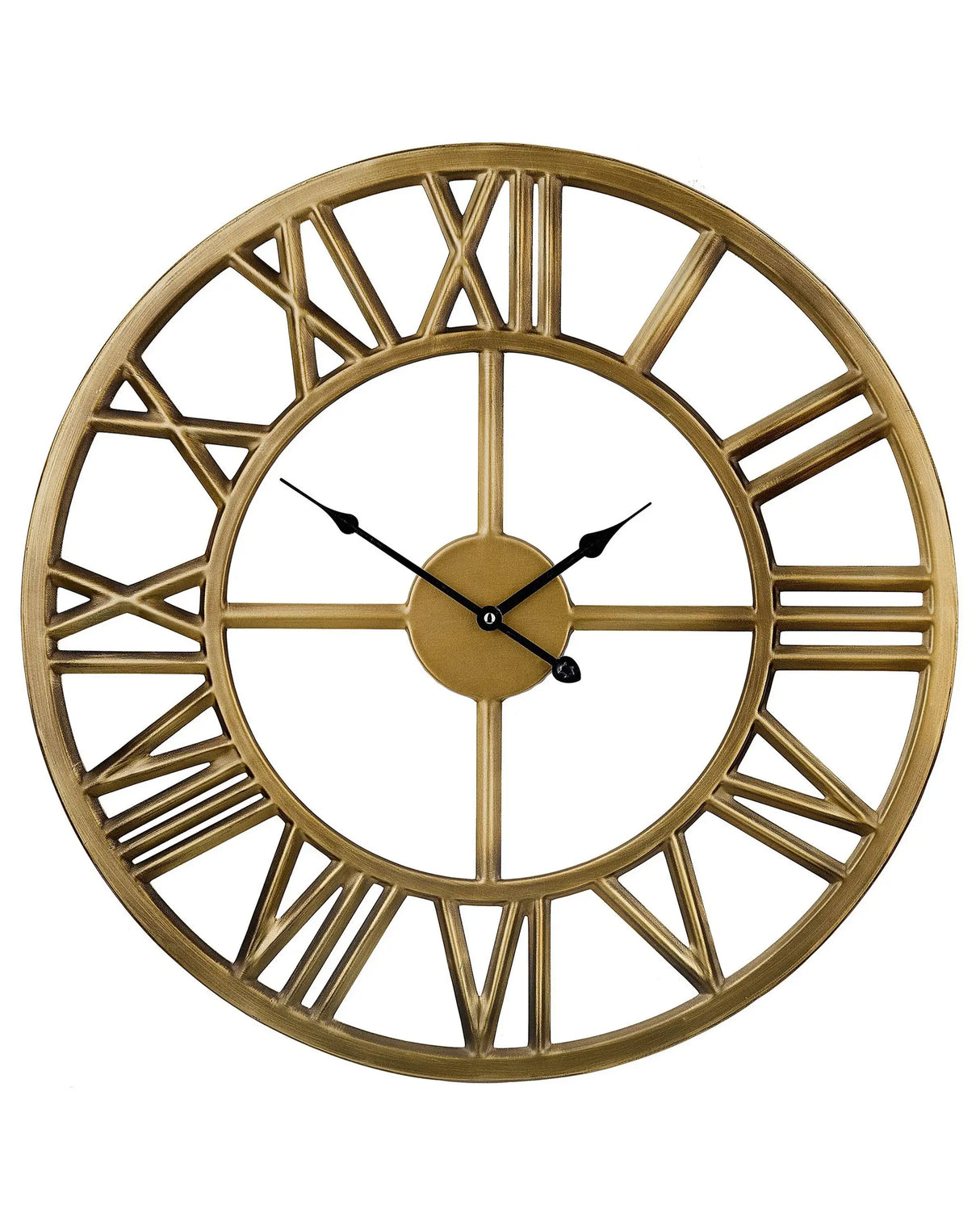 Wall Clock Gold Iron Frame Classic Design Roman Numerals Round 61 cm Beliani