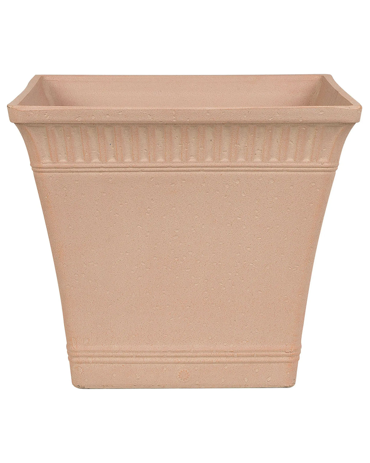 Plant Pot Planter Solid Peach Pink Stone Mixture Square 41 x 41 cm Outdoor Resistances All-Weather Beliani