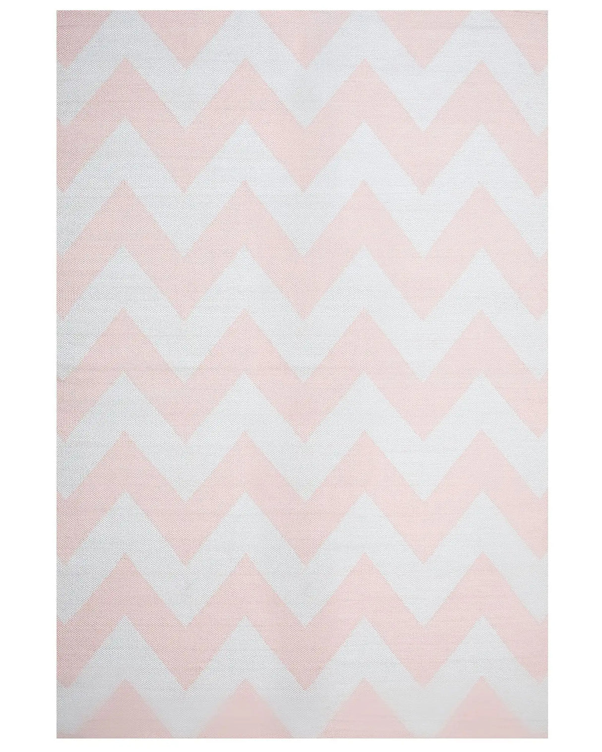 Area Rug Carpet Pink and White Polyester Fabric Chevron Pattern Rectangular 140 x 200 cm Beliani