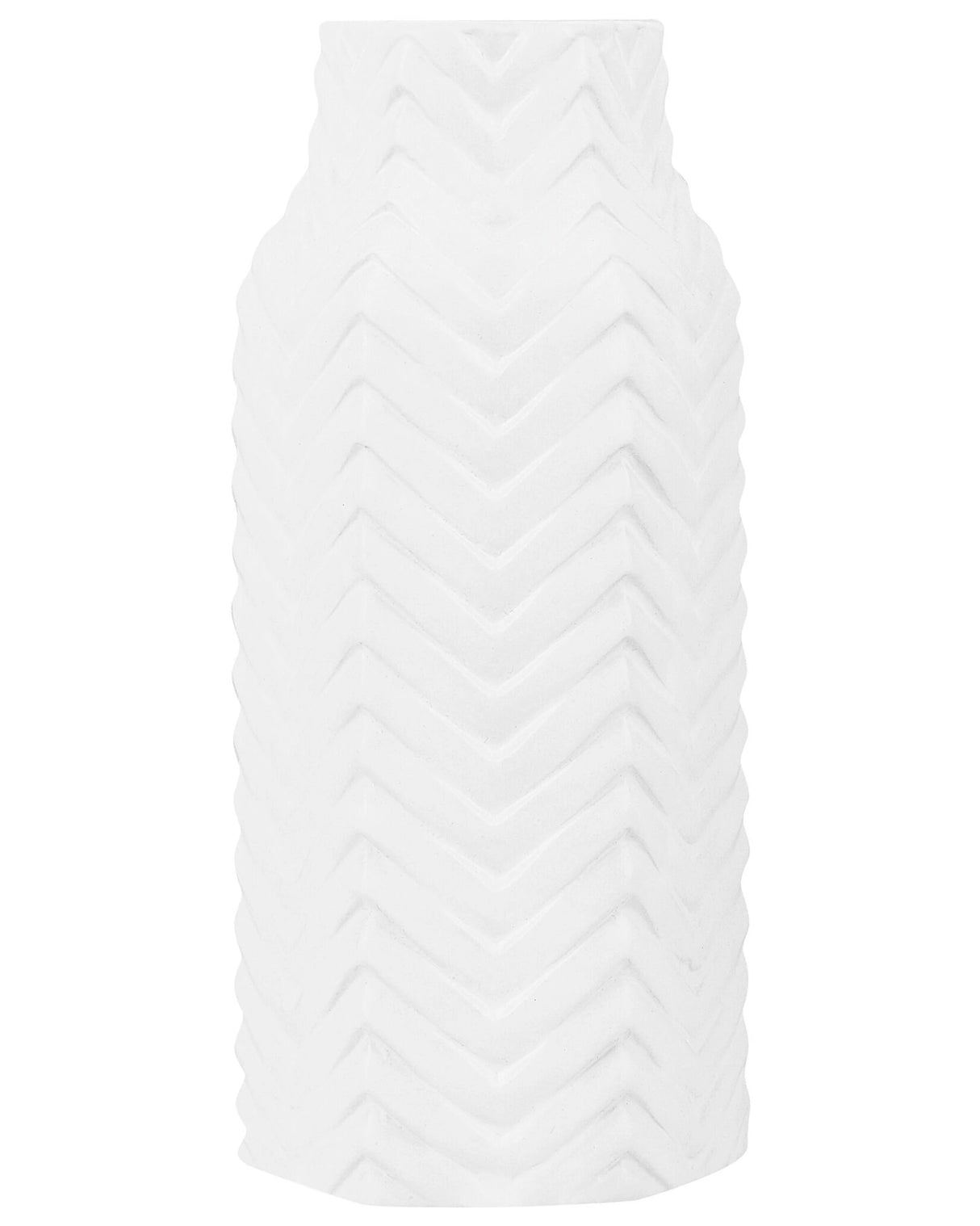 Flower Vase White Stoneware Glossy Ribbed Modern Glam Beliani