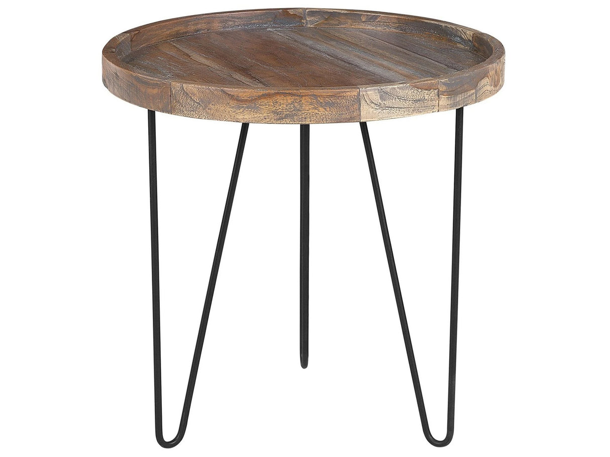 Side Table Dark Wood Java Top Black Legs 50 x 50 x 50 cm Industrial Rustic Beliani
