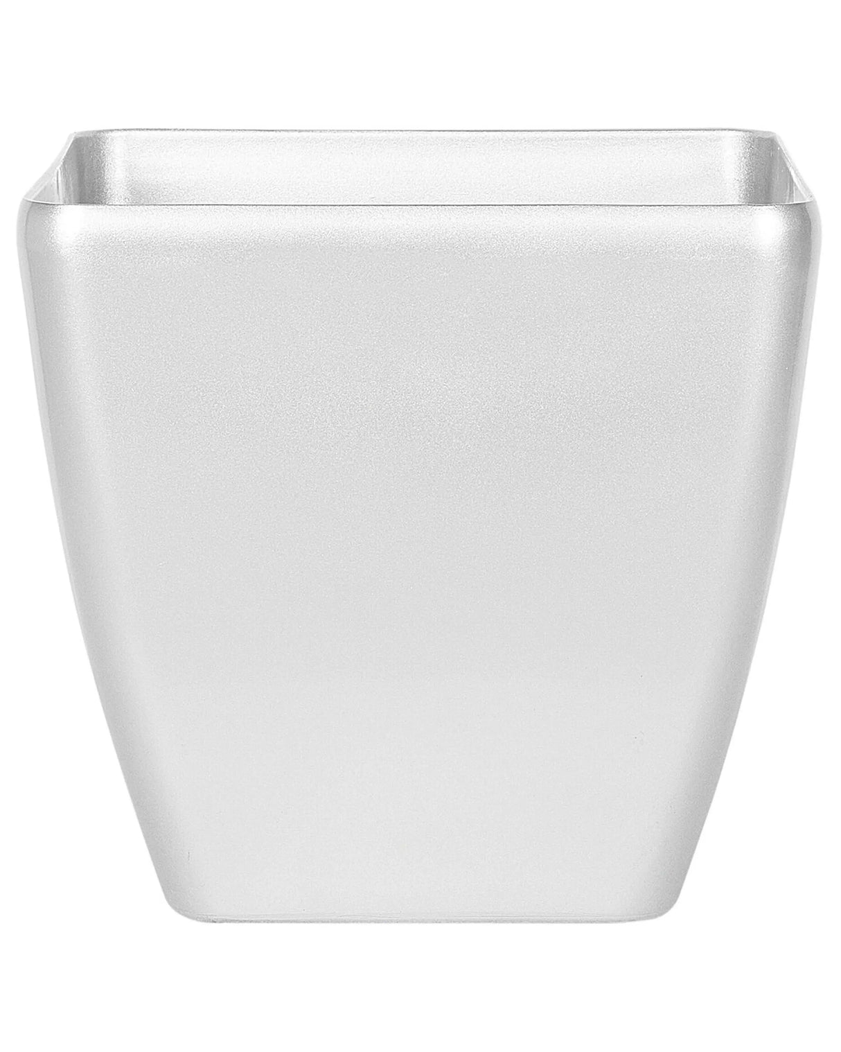 Plant Pot Planter Silver Fibre Clay High Gloss Outdoor Resistances 49 x 49 cm All-Weather Beliani
