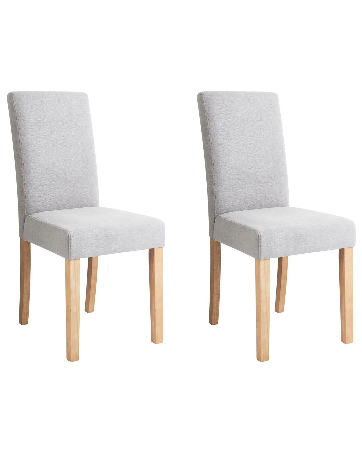Set of 2 Dining Chairs Grey Fabric Wooden Legs Modern Beliani