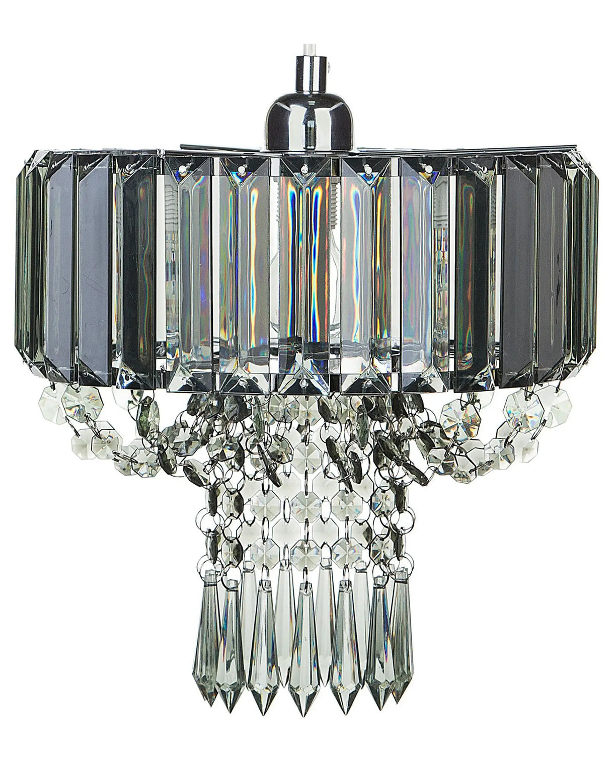 Pendant Lamp Grey Metal Acrylic Glass 83 cm Decorative Chandelier Gloss Finish Glam Beliani
