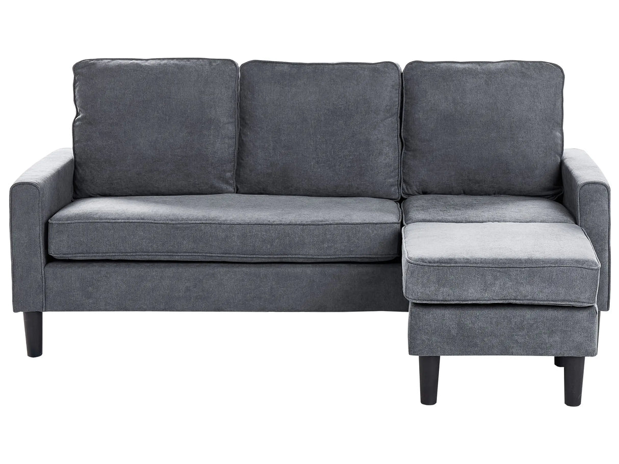 3-Seater Dark Grey with Ottoman Footstool Upholstered Mid Century Beliani