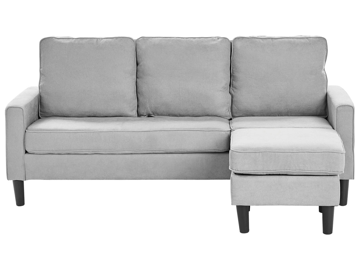 3-Seater Light Grey with Ottoman Footstool Upholstered Mid Century Beliani