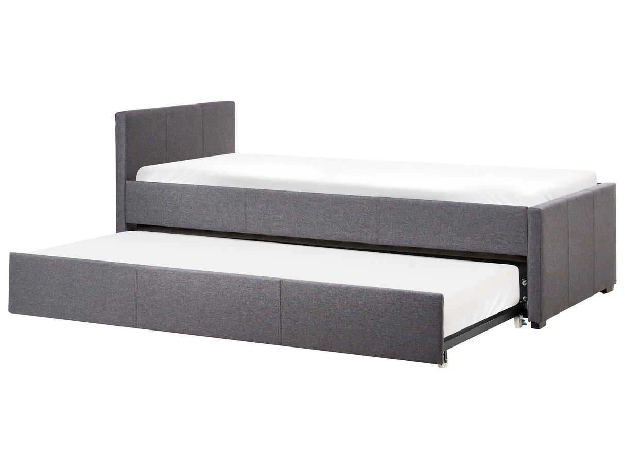 Trundle Bed Grey Fabric Upholstery EU Single Size Guest Underbed Beliani