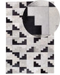 Rug Black with Grey Leather 160 x 230 cm Modern Patchwork Handmade Rectangular Carpet Beliani
