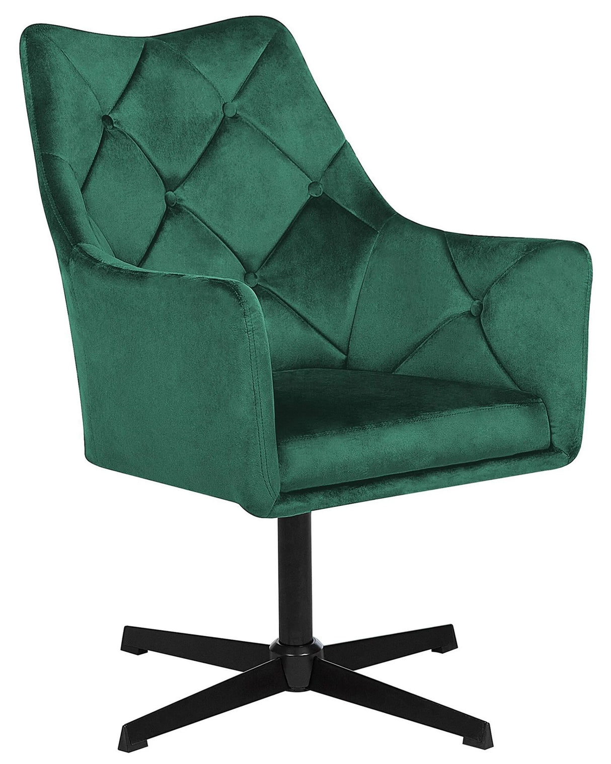 Armchair Green Velvet 73L x 61W x 95H Tufted Back Single Metal Leg Glam Beliani
