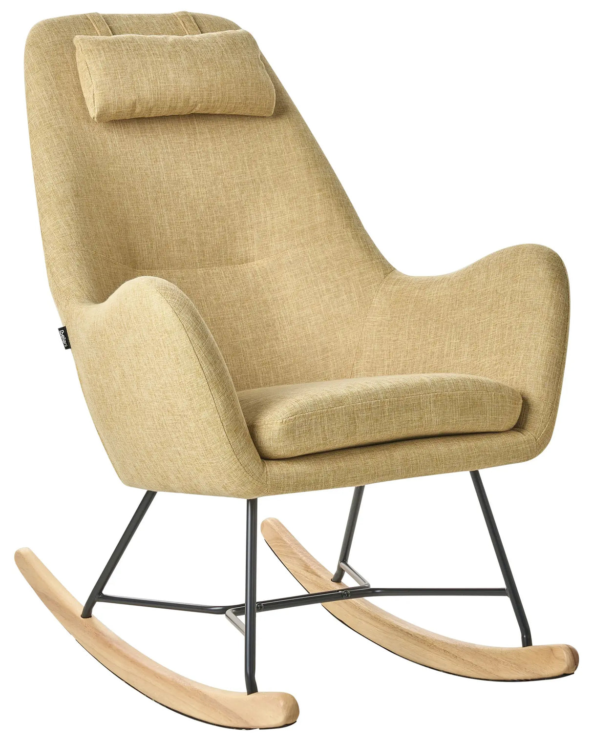 Rocking Chair Yellow Fabric Metal Legs Wooden Skates Modern Beliani