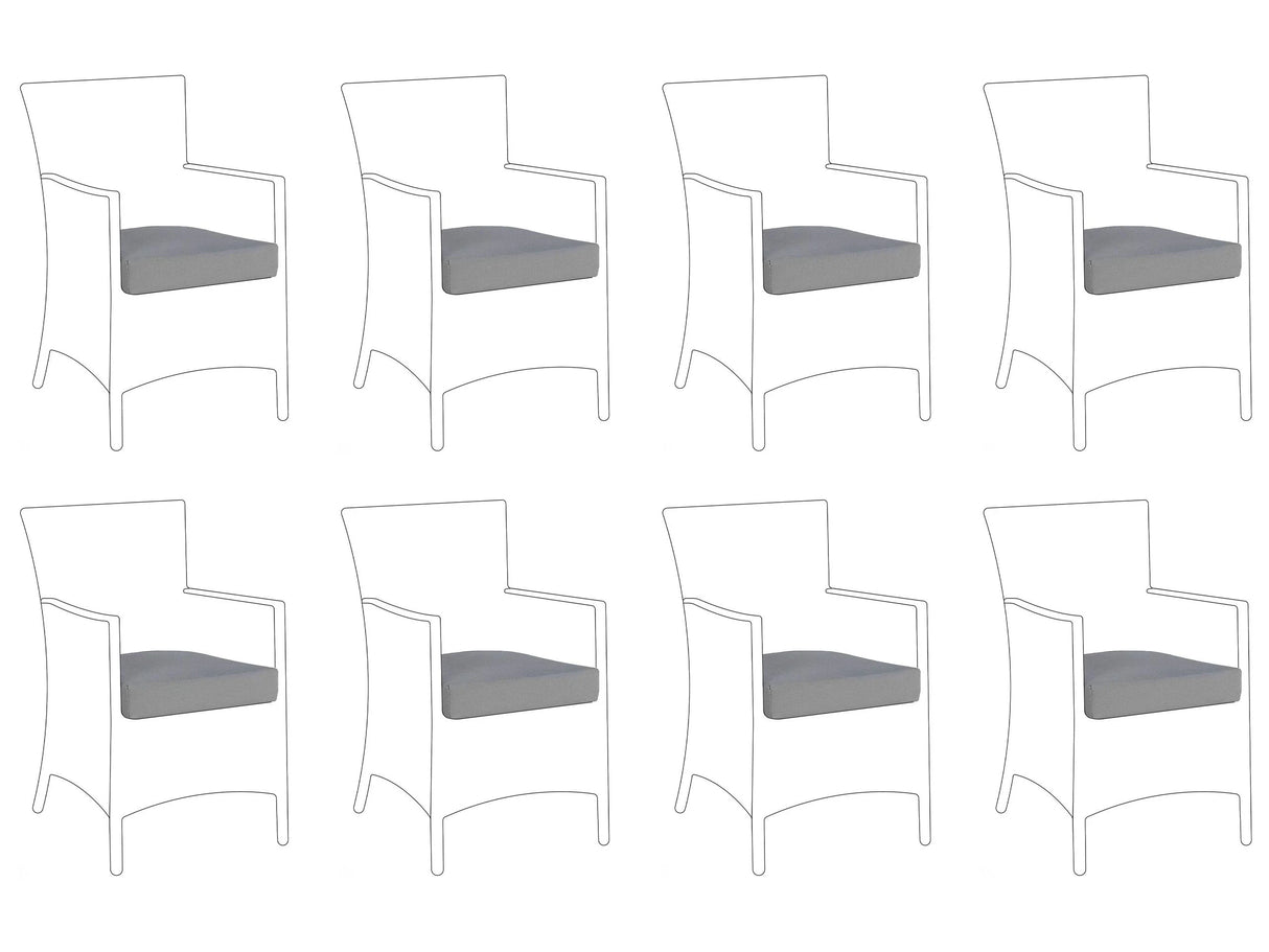 Set of 8 Seat Cushion Covers Grey Fabric Garden Chair Pillow Case 47 x 47 x 10 cm Beliani