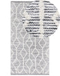 Rug Grey with Beige Wool and Cotton 80 x 150 cm Geometric Pattern Hand Woven Flatweave Beliani