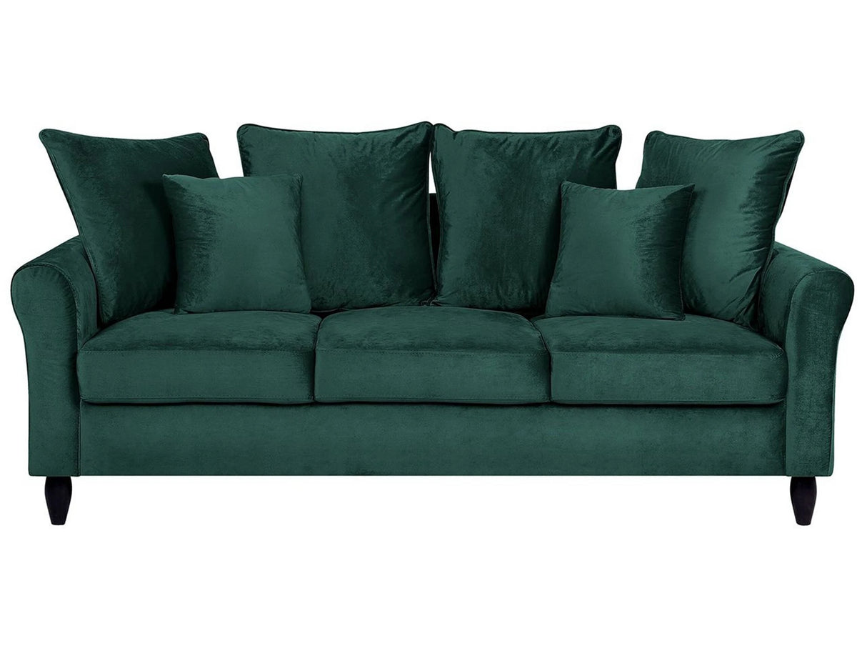 Sofa Green Velvet Solid Wood 3 Seater Scatter Pillows Beliani