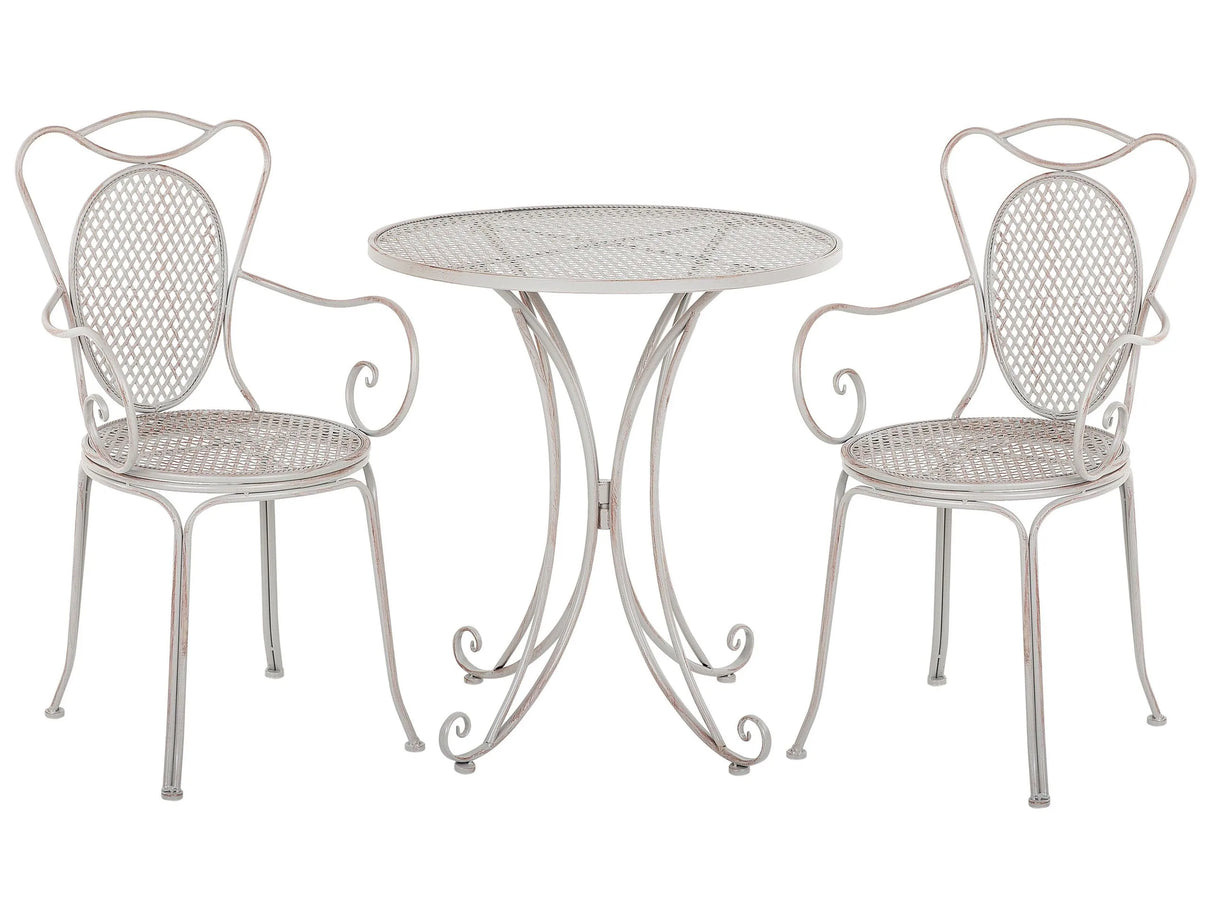 Bistro Set Grey Table 2 Chairs Shabby Chic French Beliani