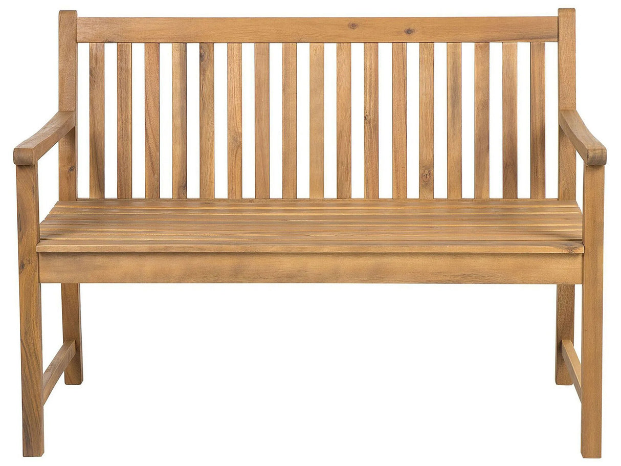 Garden Bench Light Acacia Wood 120 cm Slatted Design Outdoor Patio Rustic Style Beliani