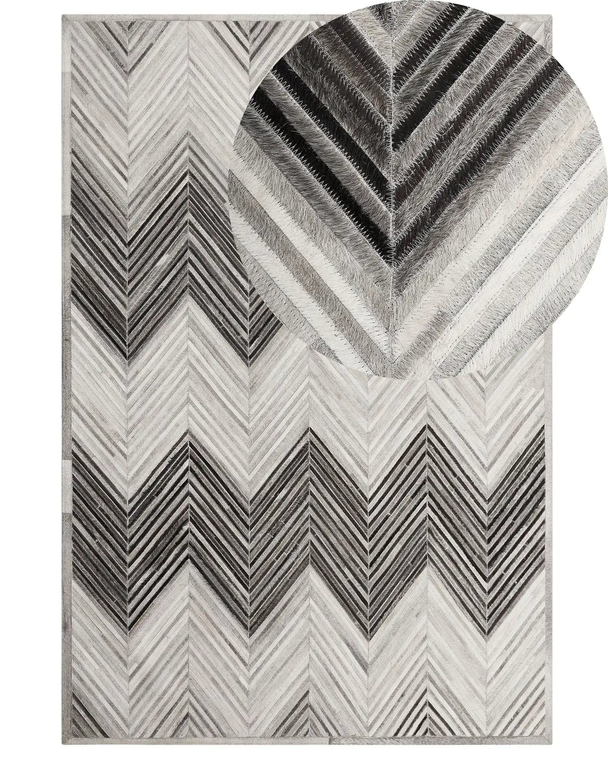 Area Rug Grey 160 x 230 cm Cowhide Leather Patchwork Beliani