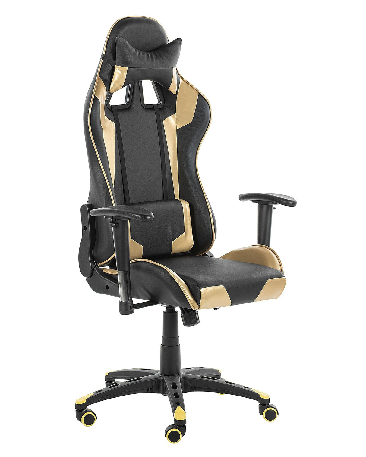 Gaming Chair Black and Gold PU Leather Swivel Adjustable Height Beliani