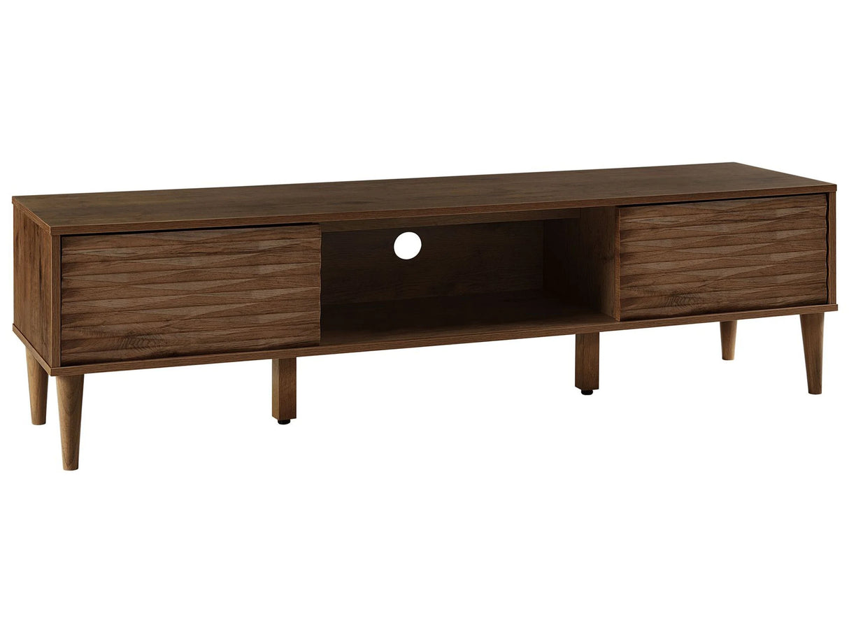 TV Stand Dark Wood for up to 75 TV Media Unit with 2 Cabinets Shelf Beliani