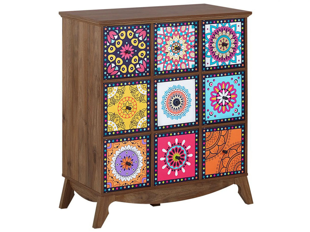 Sideboard Multicolour Moroccan Style with 9 Drawers Vintage Boho Beliani