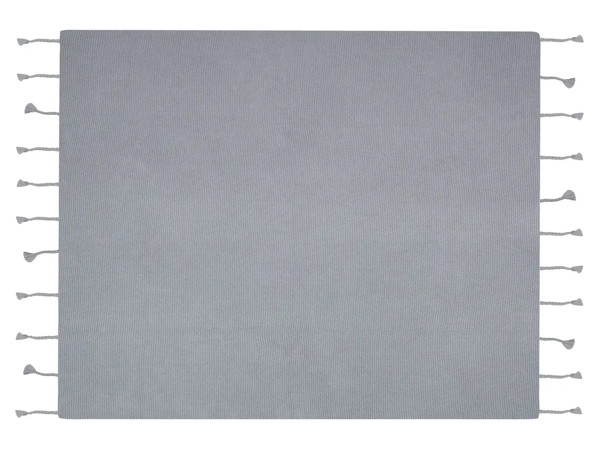 Blanket Grey Cotton 125 x 150 cm Bed Throw Boho Beliani