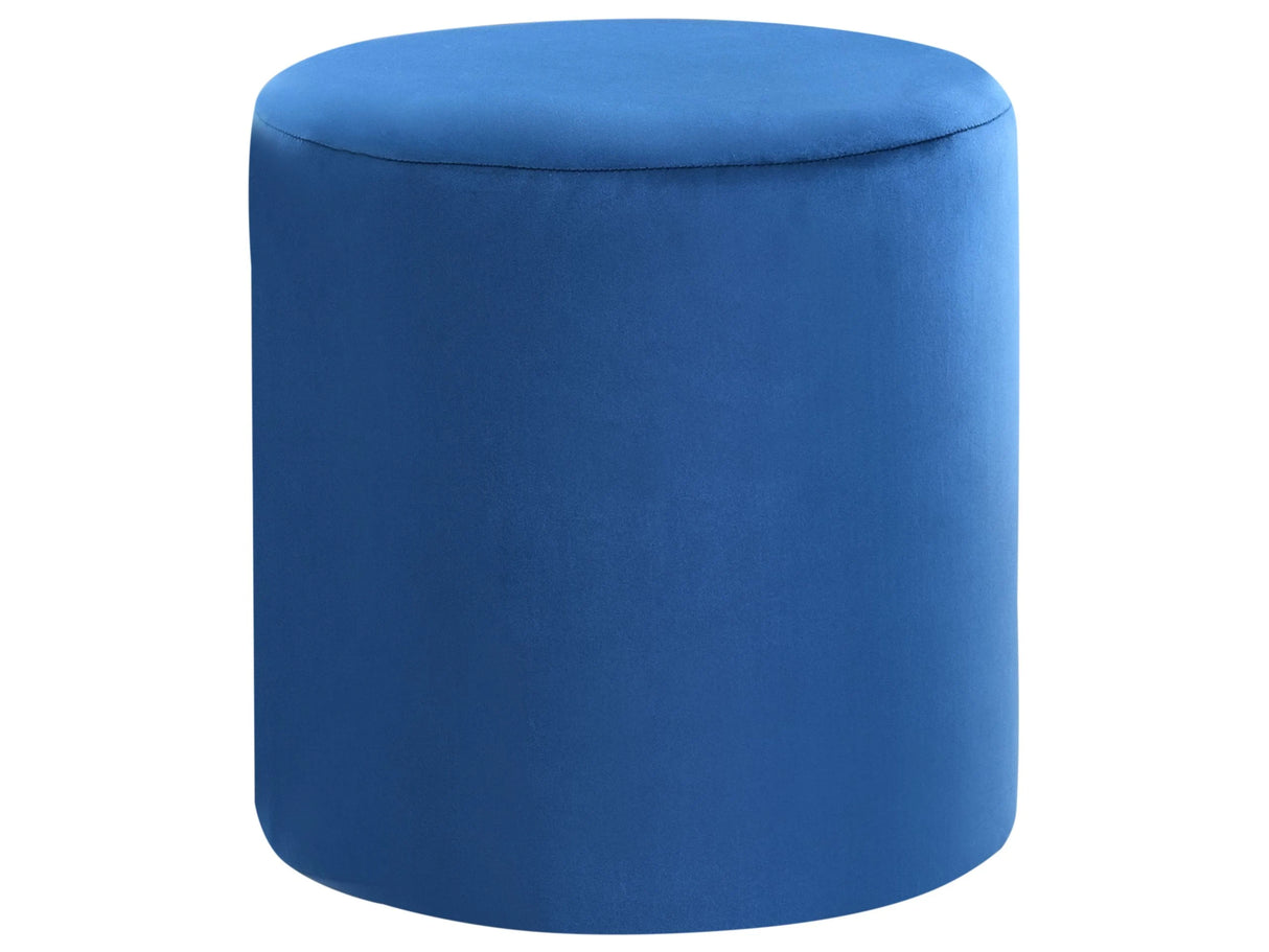 Round Velvet Dark Blue Ottoman Pouffe Footstool Beliani