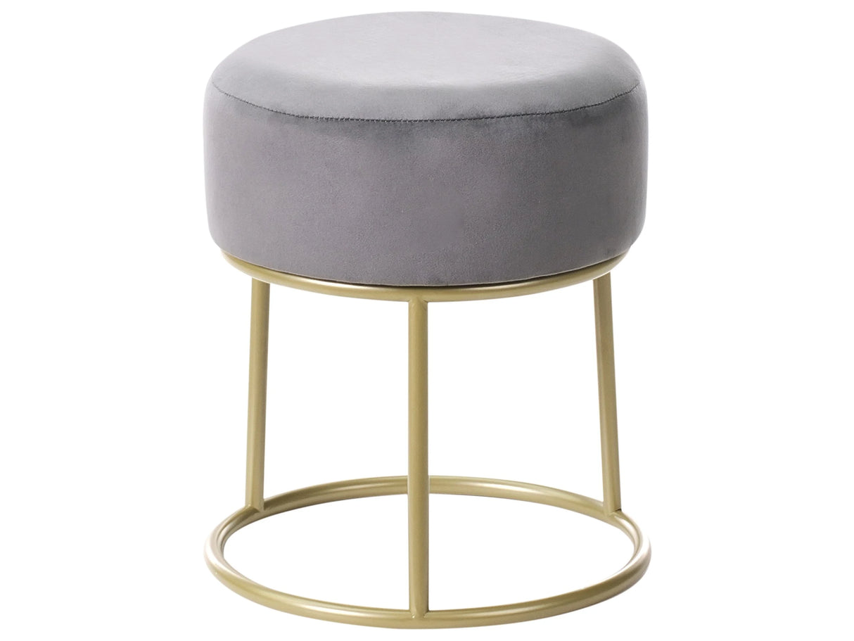 Footstool Grey Velvet with Gold Metal Base Glam Modern Beliani