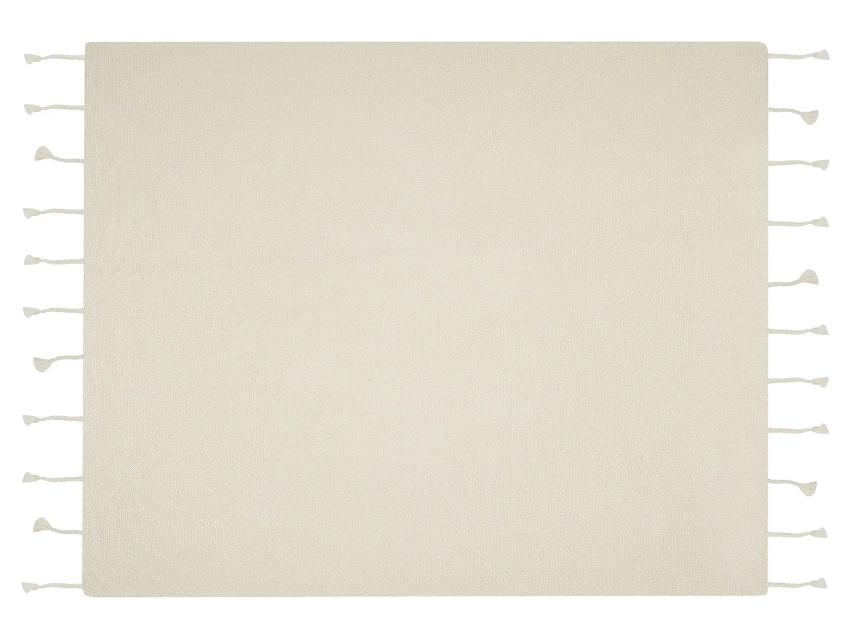 Blanket Beige Cotton 125 x 150 cm Bed Throw Boho Beliani