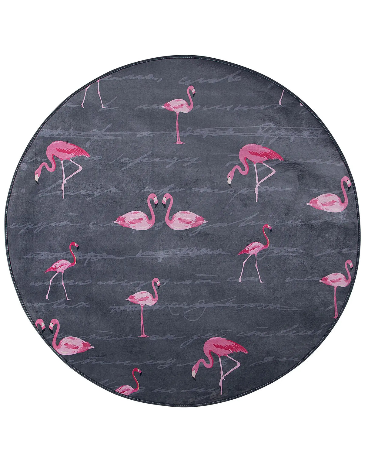 Round Rug Grey and Pink Printed Flamingos 120 Low Pile for Children Beliani
