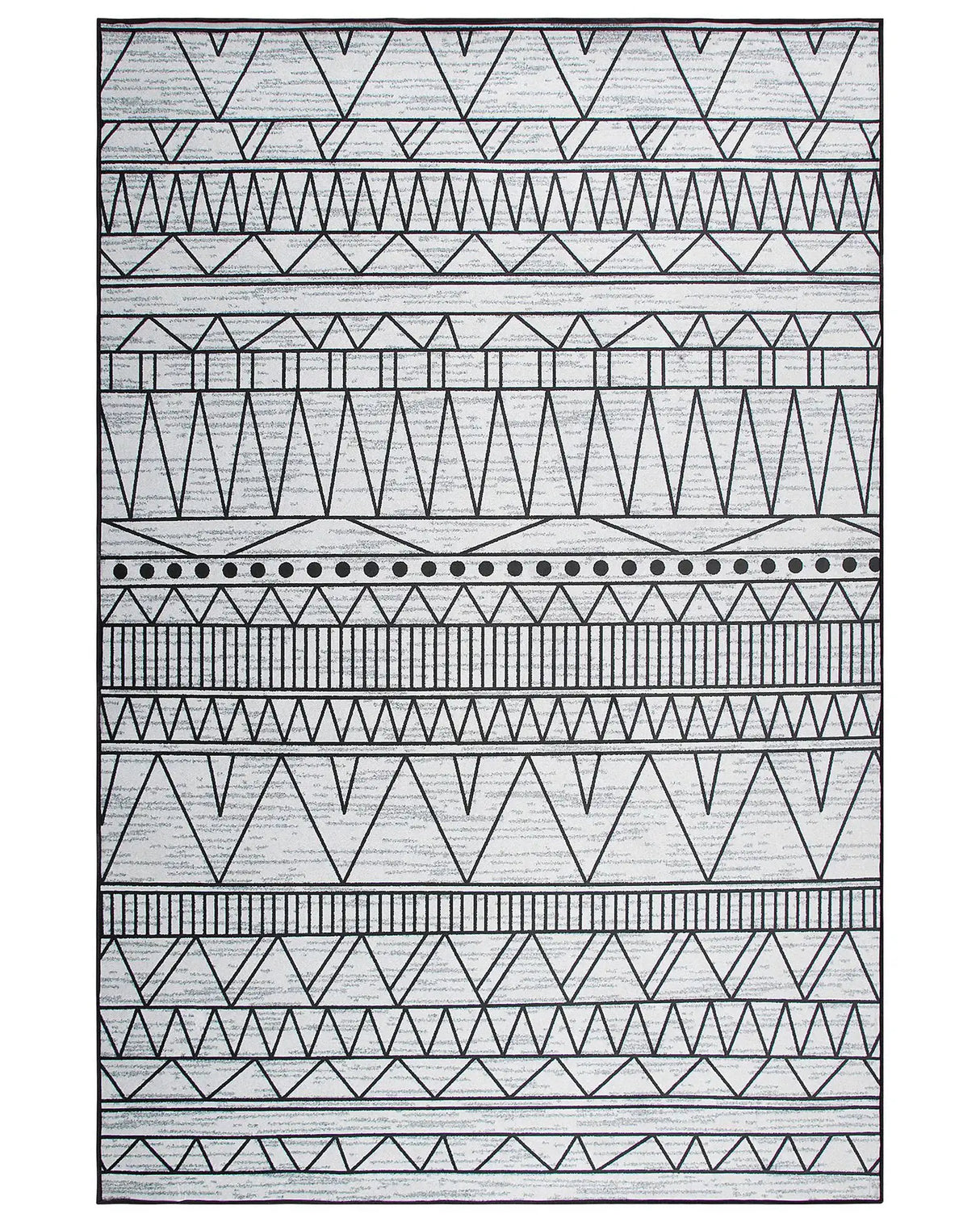 Rug Black and Grey Polyester 140 x 200 cm Low Pile Geometric Pattern Beliani