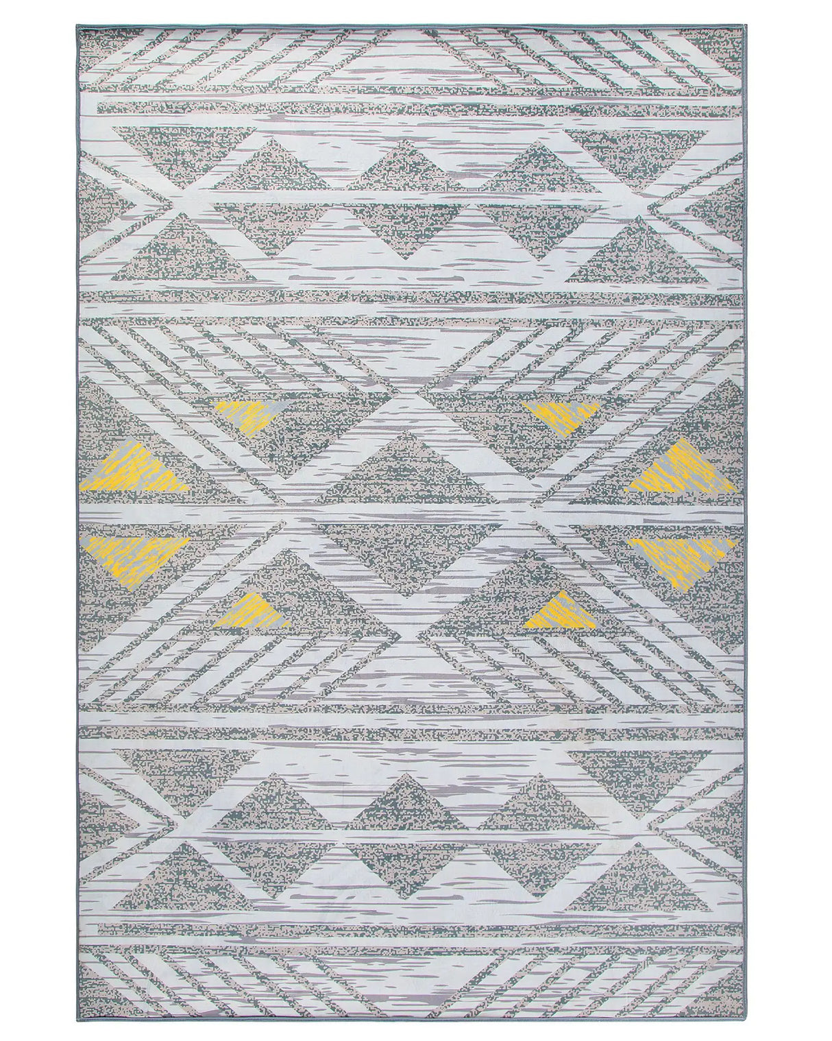 Rug Grey with Yellow Polyester 160 x 230 cm Low Pile Geometric Pattern Beliani
