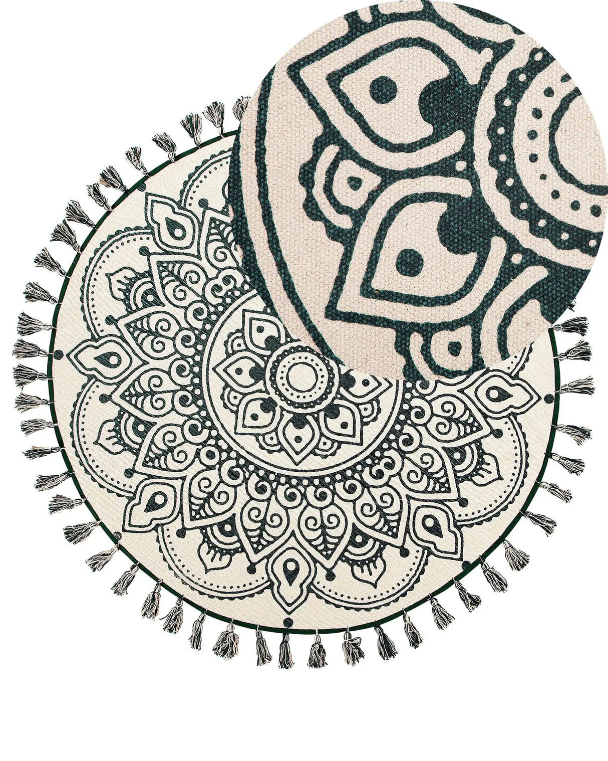 Area Rug Cream Cotton Round Oriental Living Room 120 cm IRICE Beliani