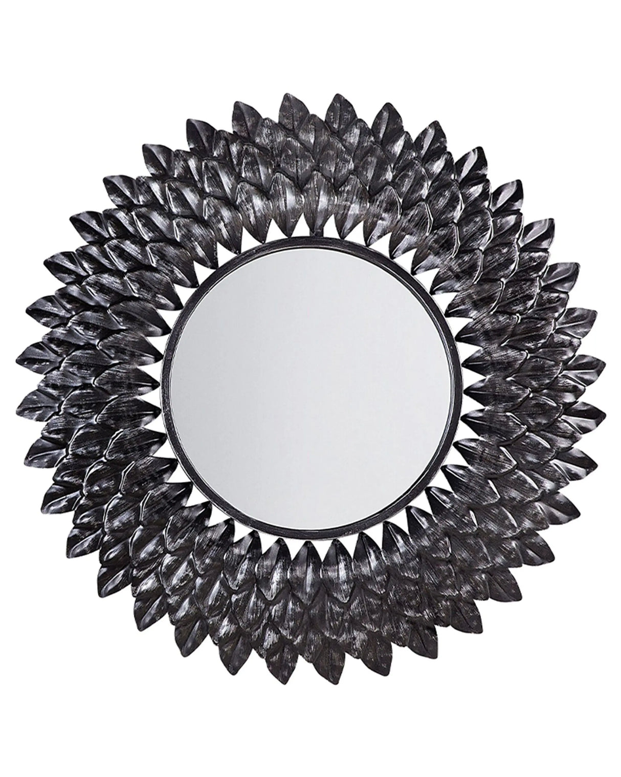 Wall Mounted Hanging Mirror Silver 70 cm Round Sunburst Sun Shape Beliani